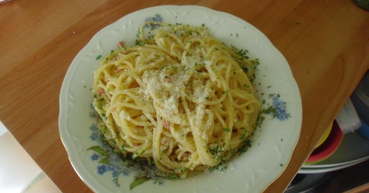 Spaghetti alla carbonara von Thermomix Rezeptentwicklung. Ein Thermomix
