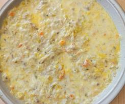 Lauchsuppe mit Pilzen und Paprika