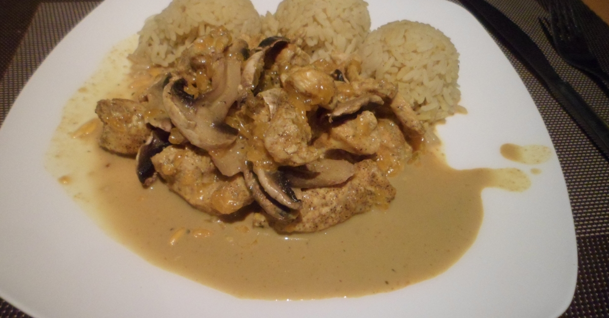 Putengeschnetzeltes mit Reis und fruchtiger Currysauce RDT 15.01.14